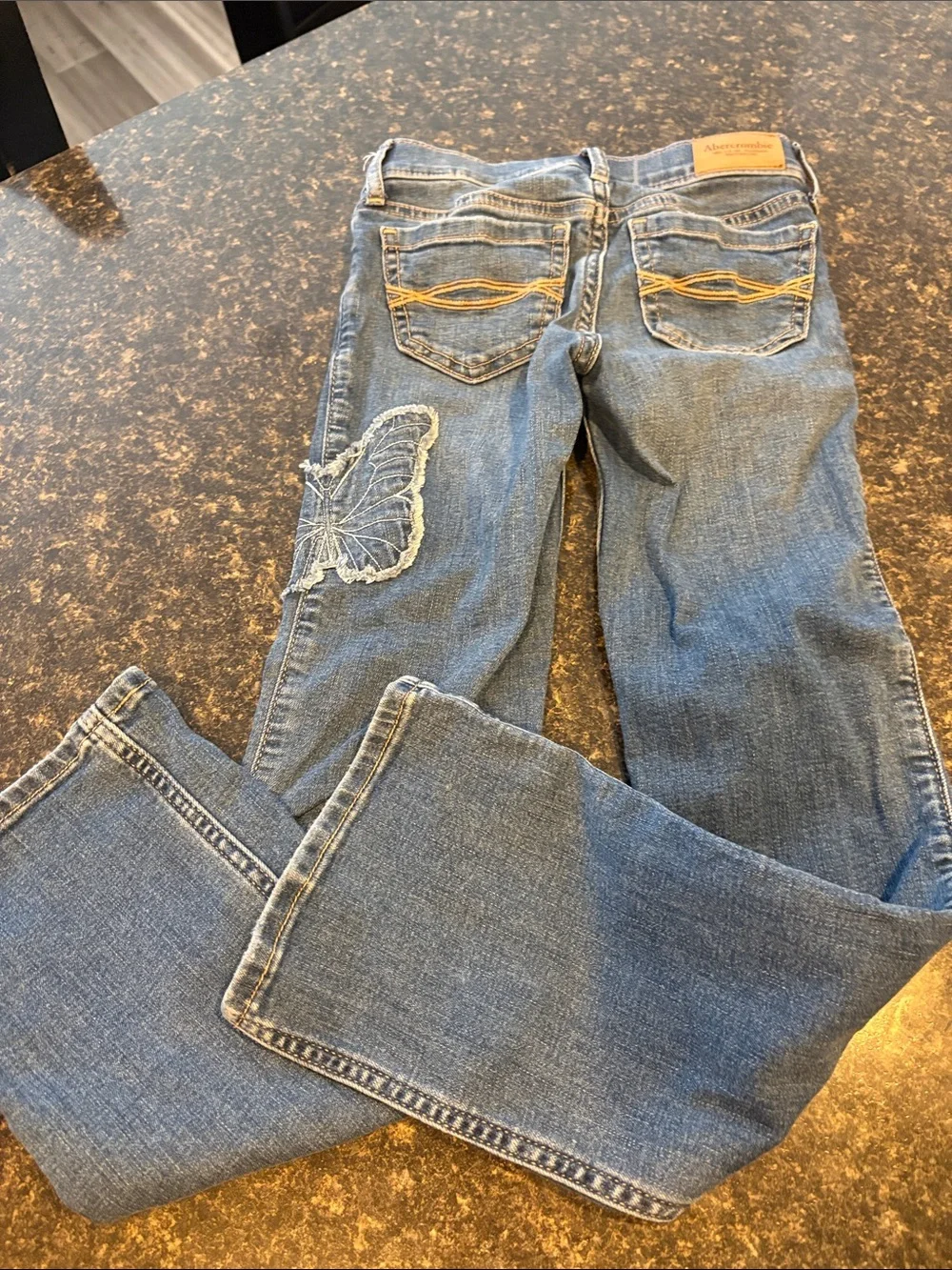 Girls Abercrombie Blue Denim Flared Jeans